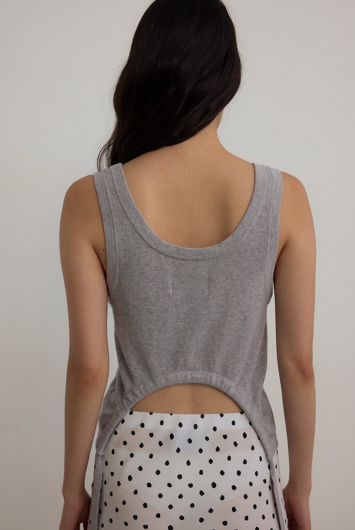 DAWN COTTON CASHMERE KNIT TANK - GREY MARLE