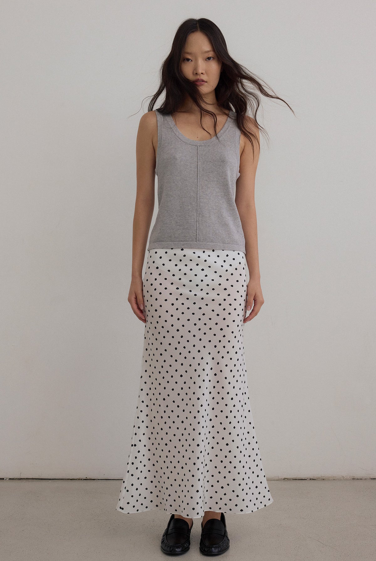 DAWN COTTON CASHMERE KNIT TANK - GREY MARLE