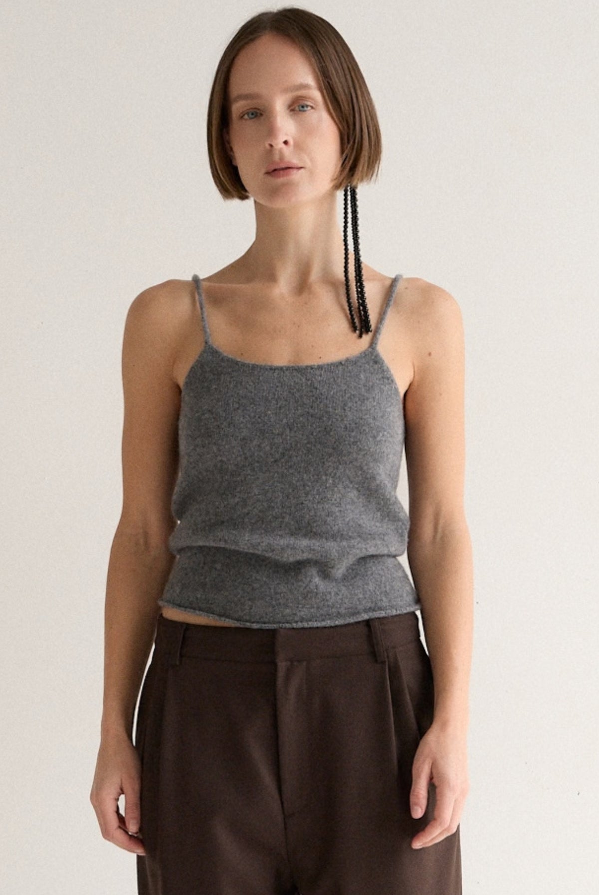 HAZE KNIT CAMI - GREY MARLE