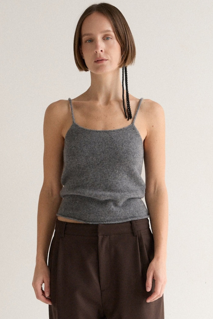 HAZE KNIT CAMI - GREY MARLE