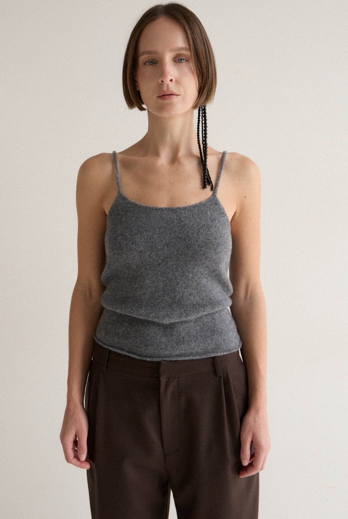 HAZE KNIT CAMI - GREY MARLE