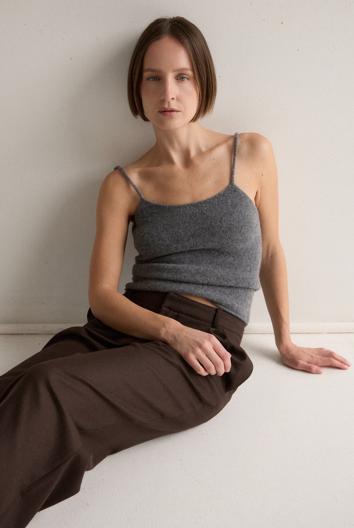 HAZE KNIT CAMI - GREY MARLE
