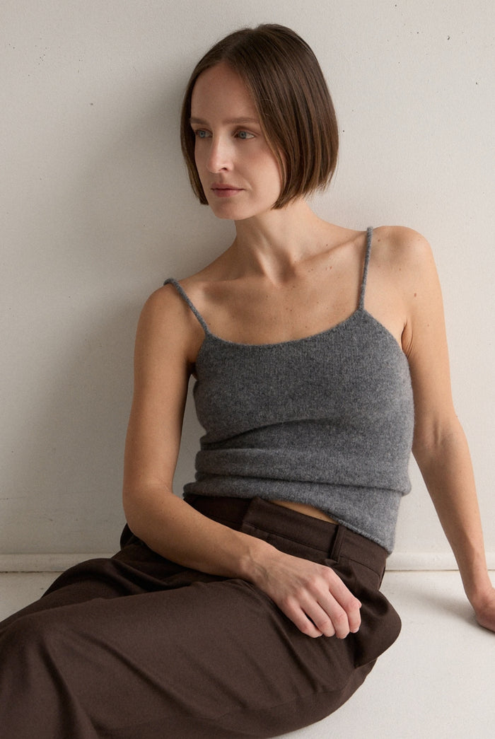 HAZE KNIT CAMI - GREY MARLE