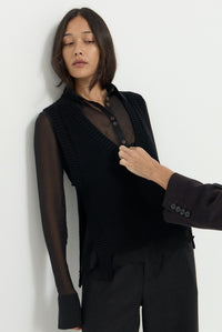 INES KNIT VEST - BLACK