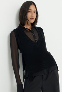 INES KNIT VEST - BLACK
