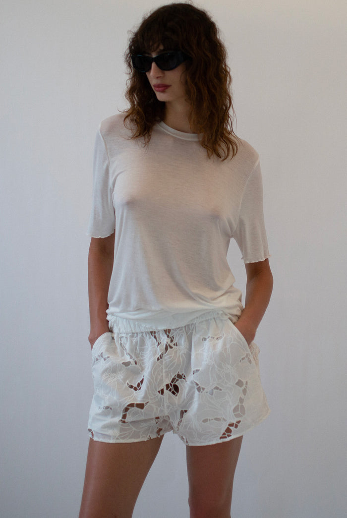 COTTON LACE SHORT - WHITE