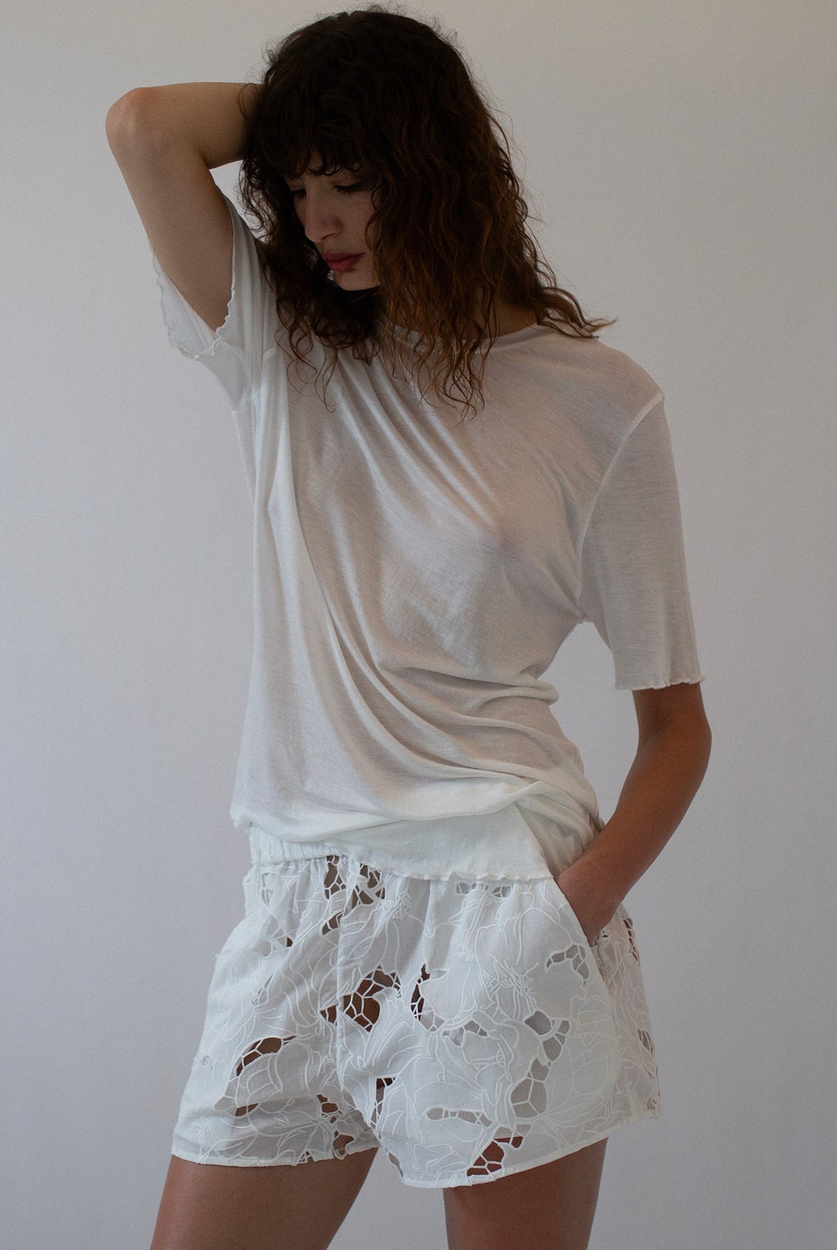 COTTON LACE SHORT - WHITE