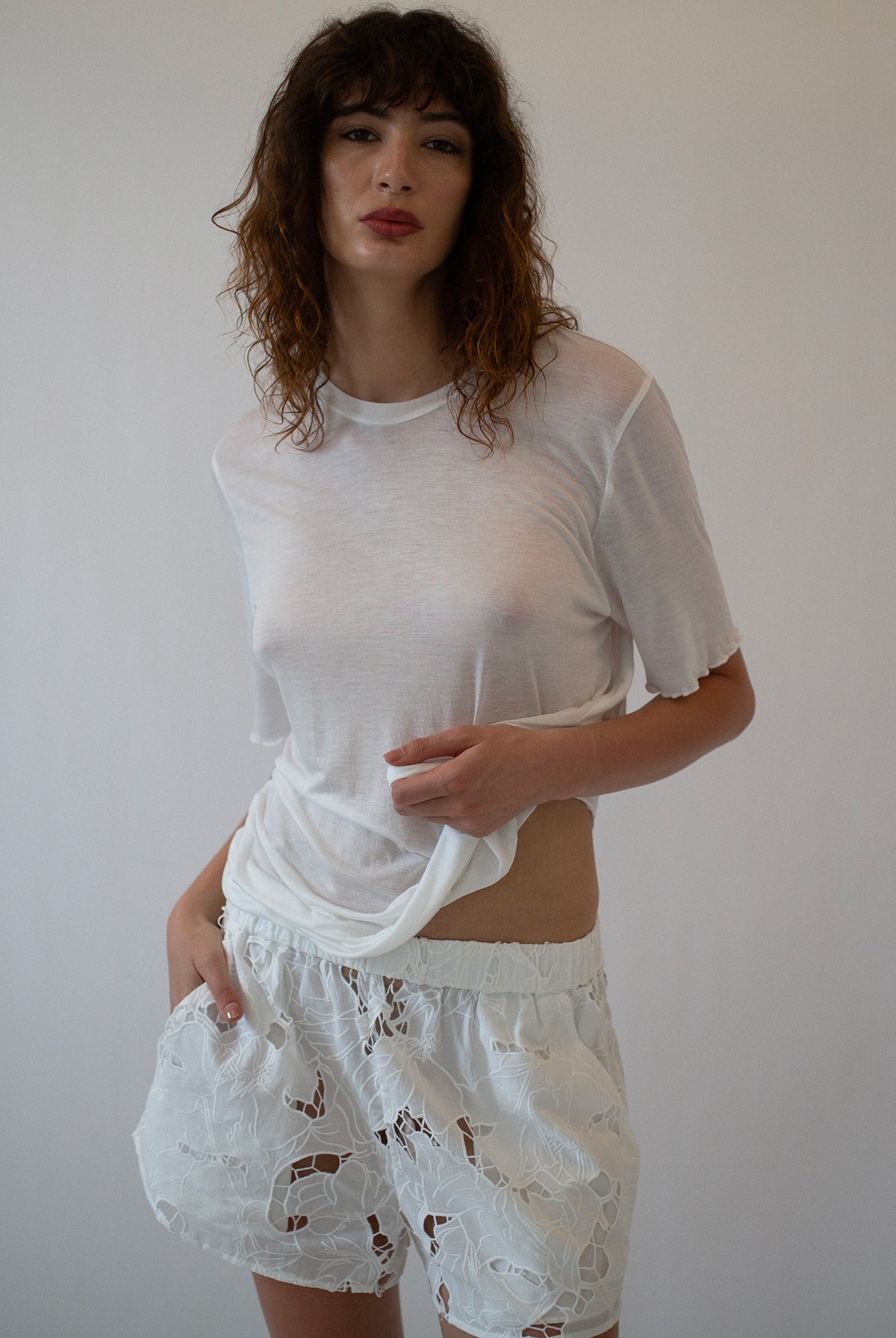 COTTON LACE SHORT - WHITE