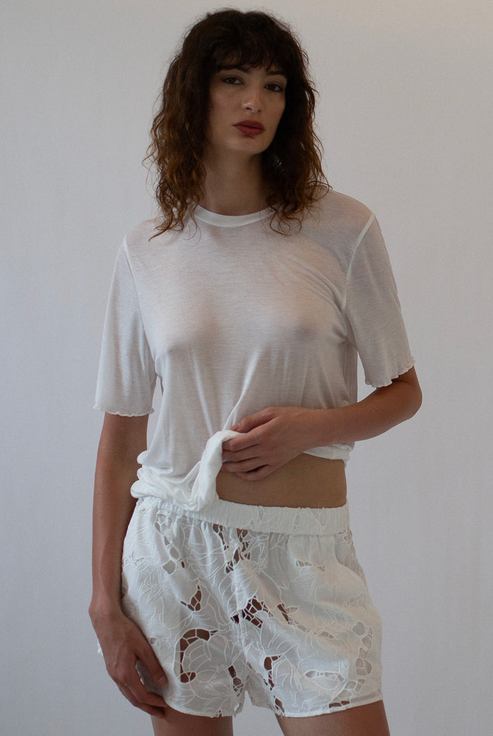 COTTON LACE SHORT - WHITE