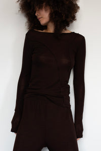 ELEMENTAL MERINO WOOL LOUNGE TOP - CACAO