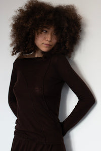 ELEMENTAL MERINO WOOL LOUNGE TOP - CACAO