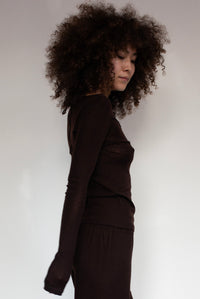 ELEMENTAL MERINO WOOL LOUNGE TOP - CACAO