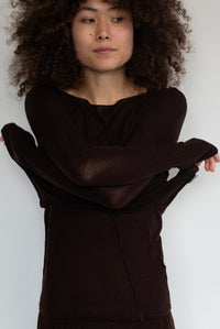 ELEMENTAL MERINO WOOL LOUNGE TOP - CACAO