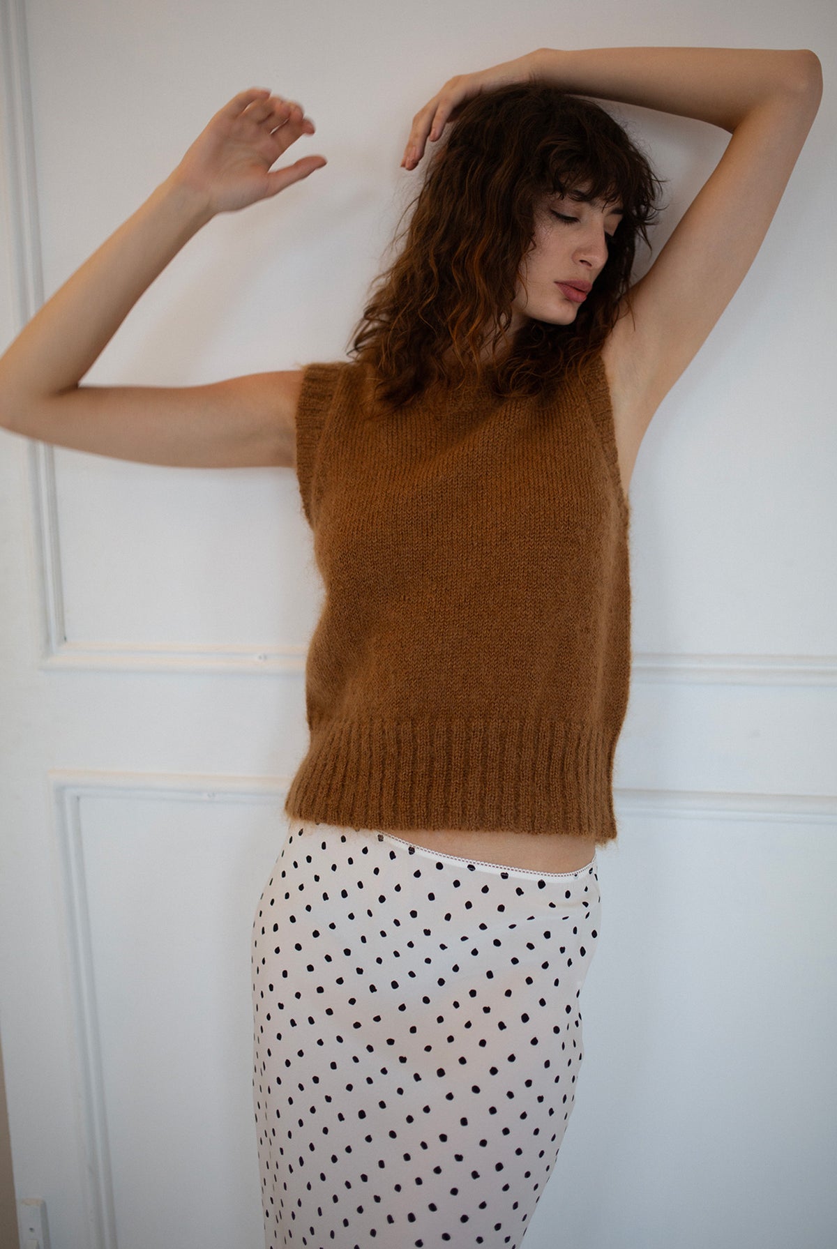 POLKA DOT BIAS CUT SILK SKIRT - IVORY