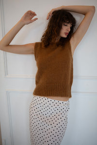 POLKA DOT BIAS CUT SILK SKIRT - IVORY