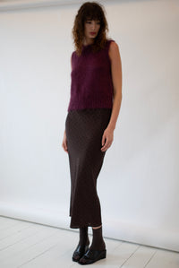 POLKA DOT BIAS CUT SILK SKIRT - CACAO