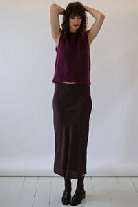 POLKA DOT BIAS CUT SILK SKIRT - CACAO