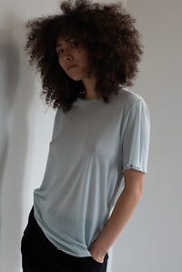 FINE KNIT SLOUCH TEE – SKY BLUE