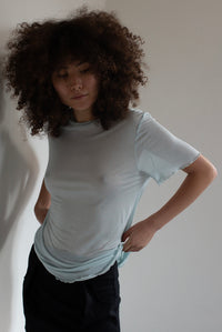 FINE KNIT SLOUCH TEE – SKY BLUE
