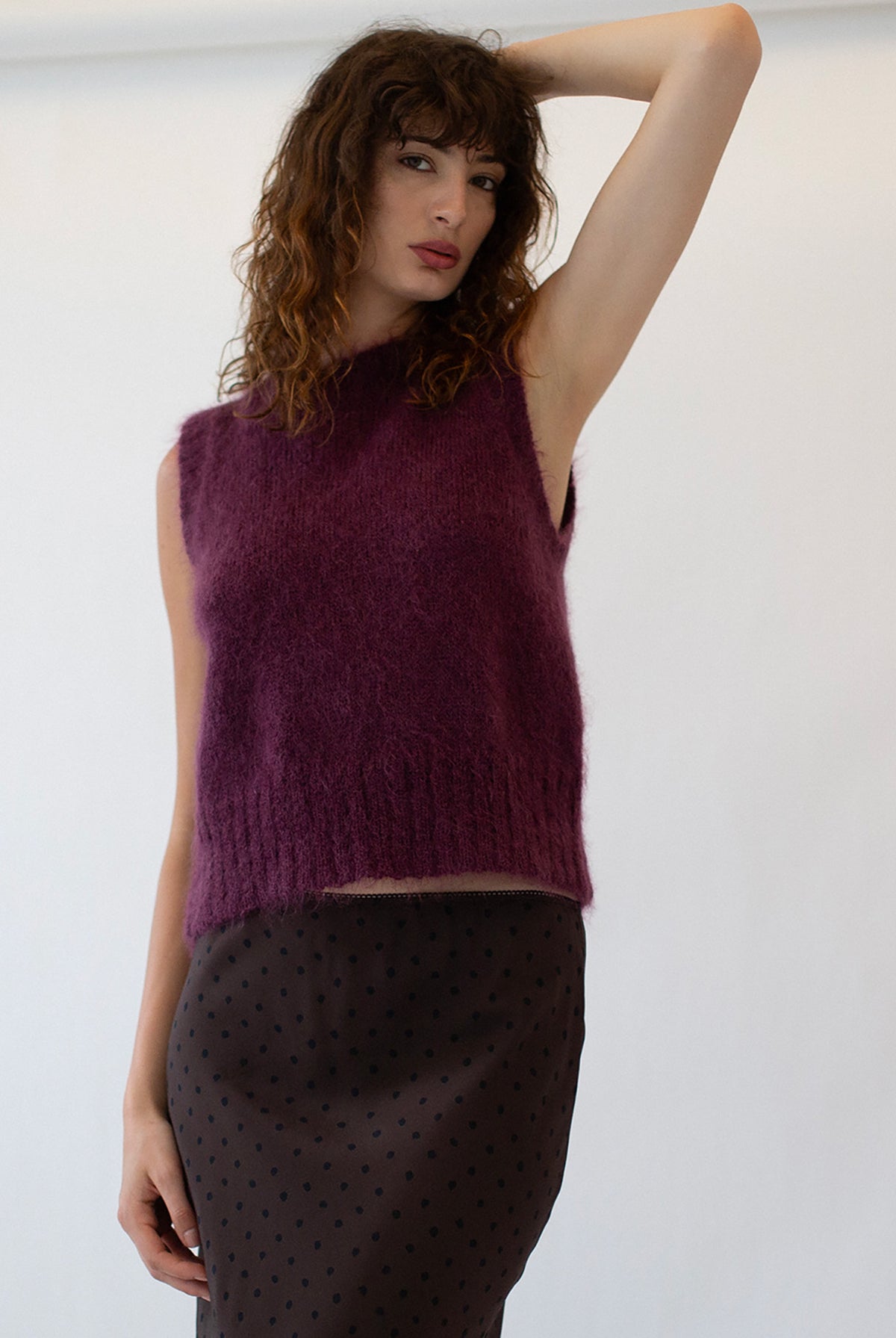 SOL MOHAIR WOOL KNIT VEST - MULBERRY