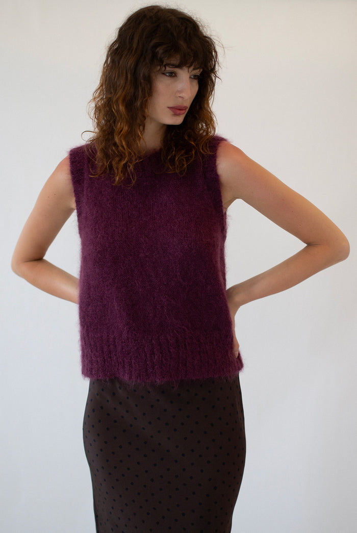 SOL MOHAIR WOOL KNIT VEST - MULBERRY