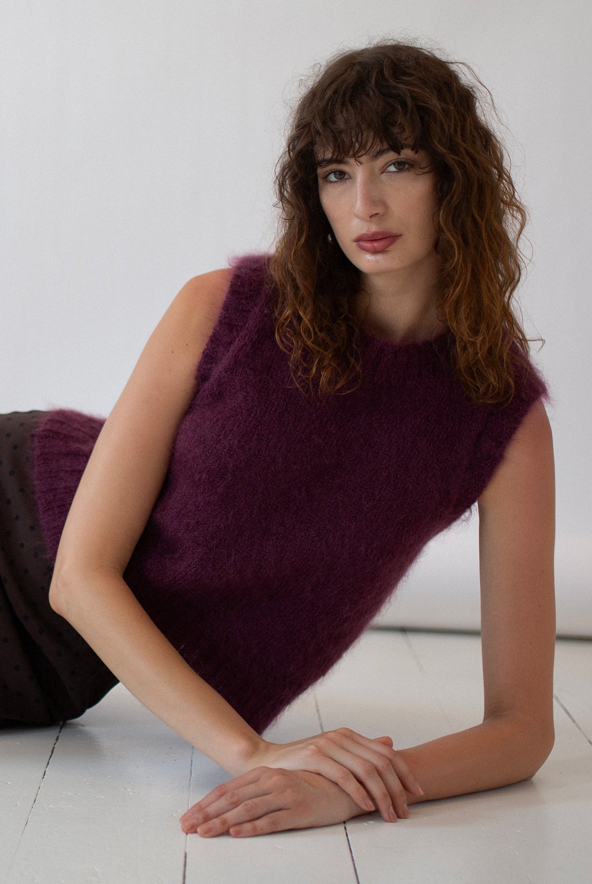 SOL MOHAIR WOOL KNIT VEST - MULBERRY
