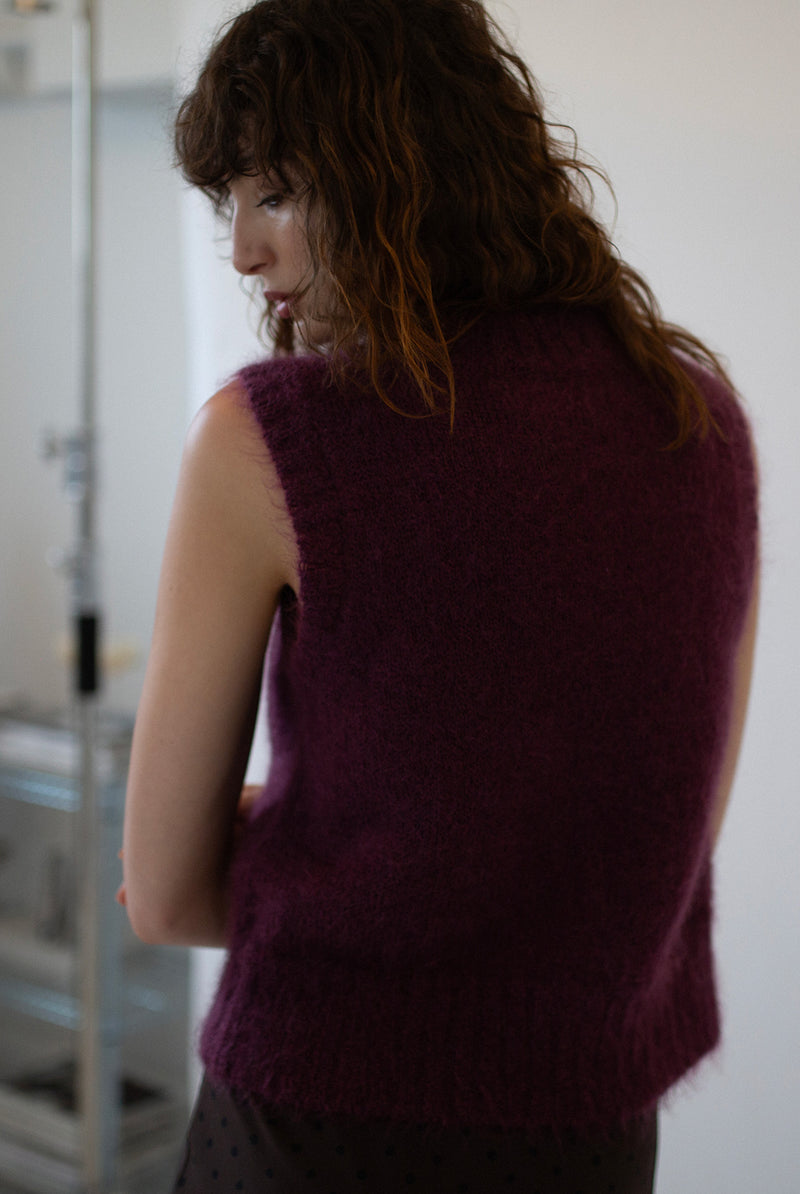 SOL MOHAIR WOOL KNIT VEST - MULBERRY