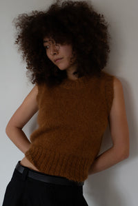 SOL MOHAIR WOOL KNIT VEST - CLOVE