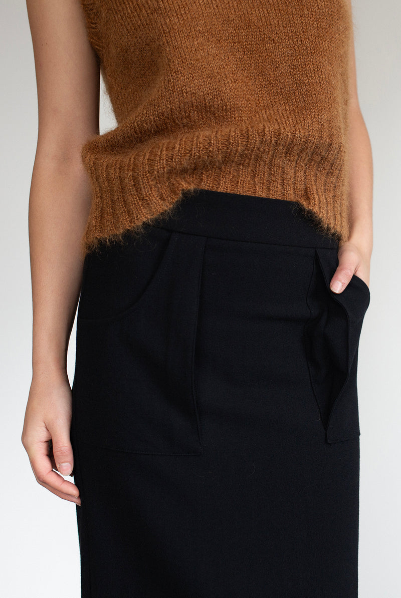 SOL MOHAIR WOOL KNIT VEST - CLOVE