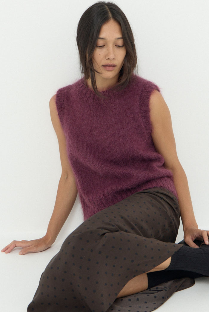 SOL MOHAIR WOOL KNIT VEST - MULBERRY