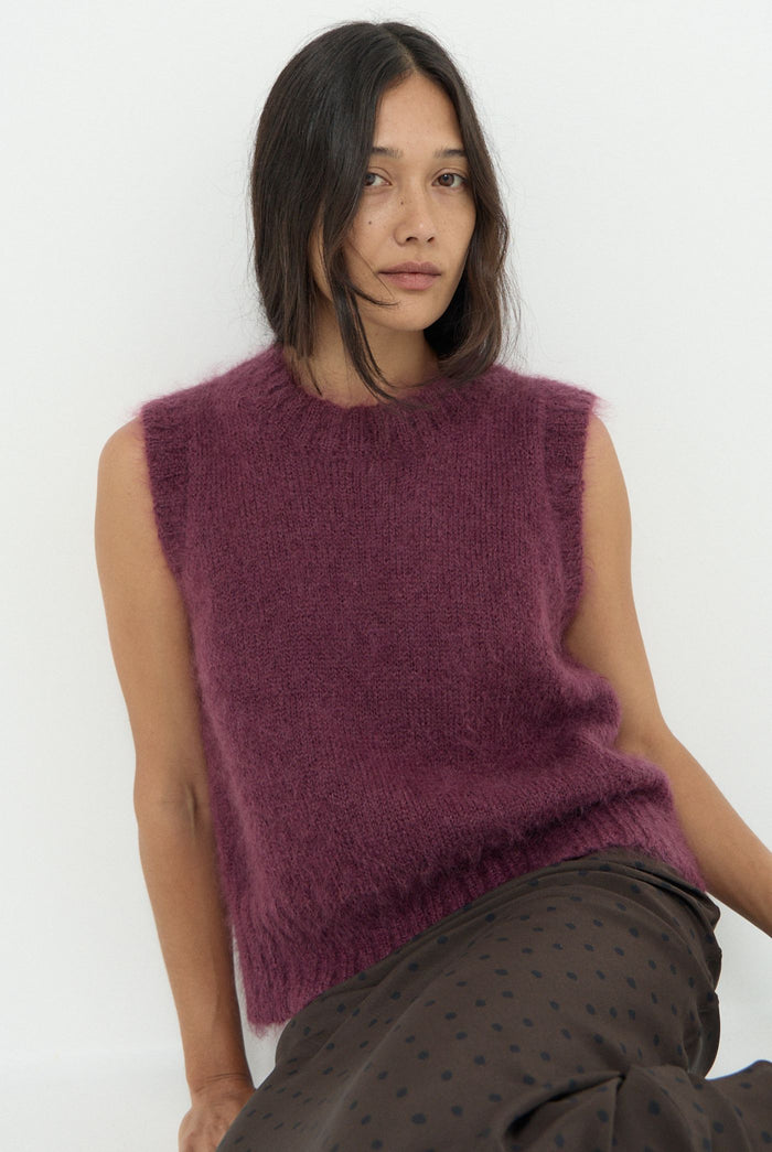 SOL MOHAIR WOOL KNIT VEST - MULBERRY