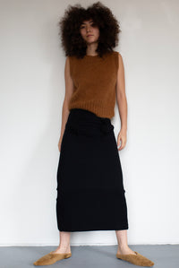 VALENTINA WOOL MAXI SKIRT - BLACK