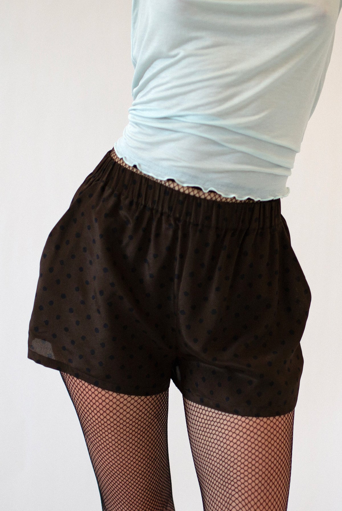 POLKA DOT SILK SHORT - CACAO