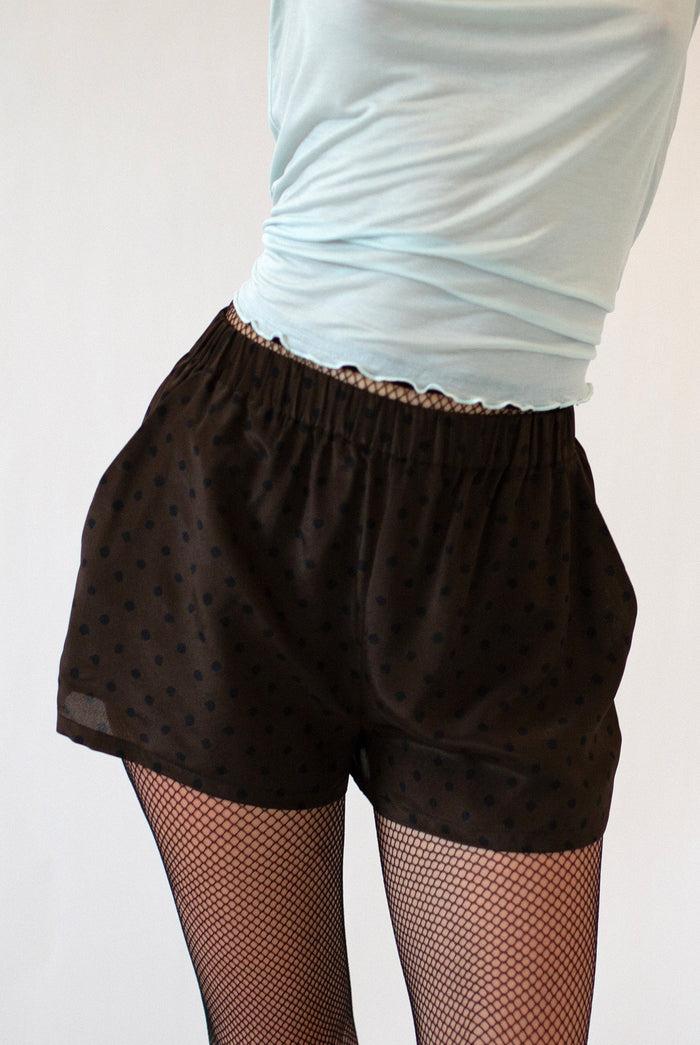 POLKA DOT SILK SHORT - CACAO