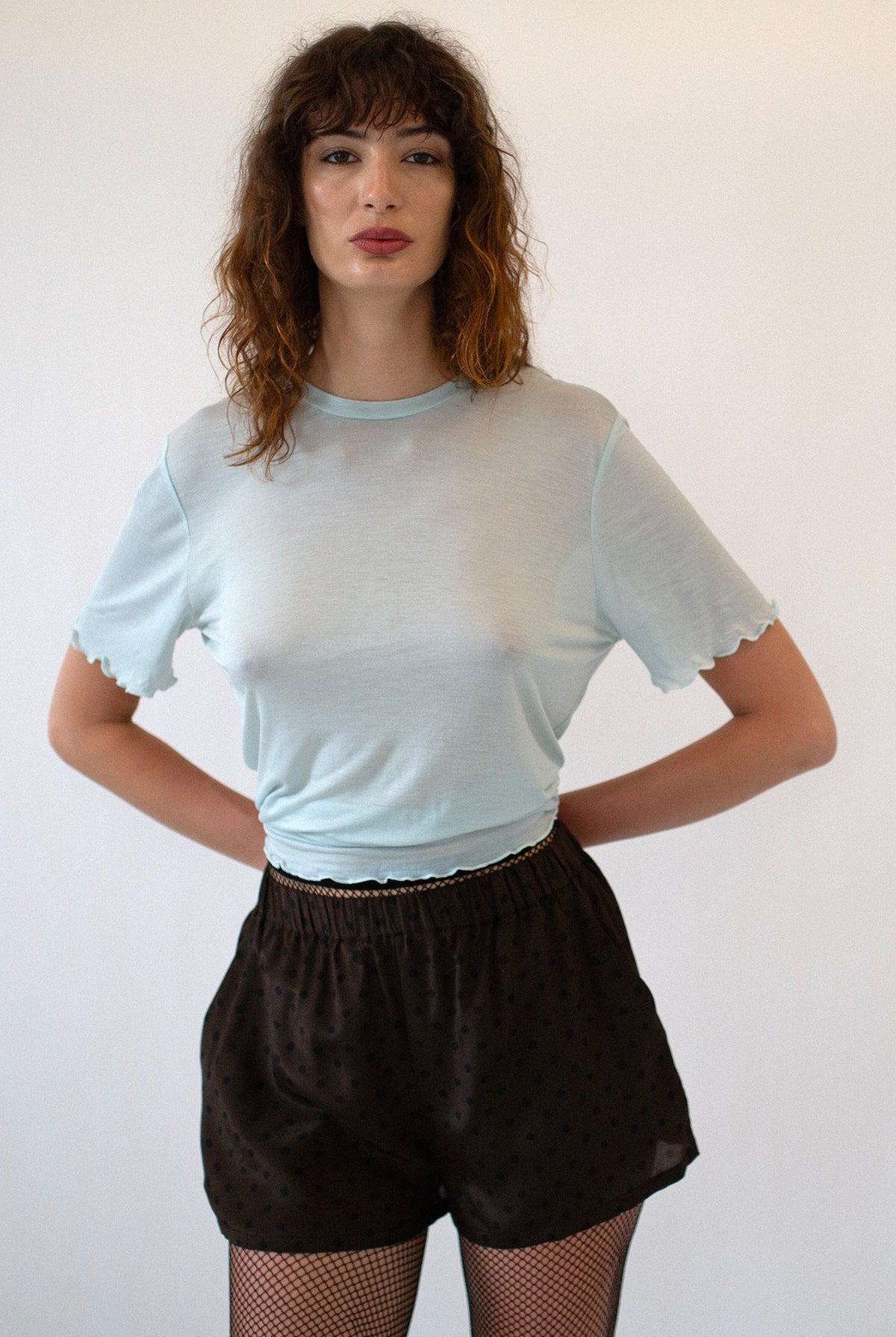 POLKA DOT SILK SHORT - CACAO