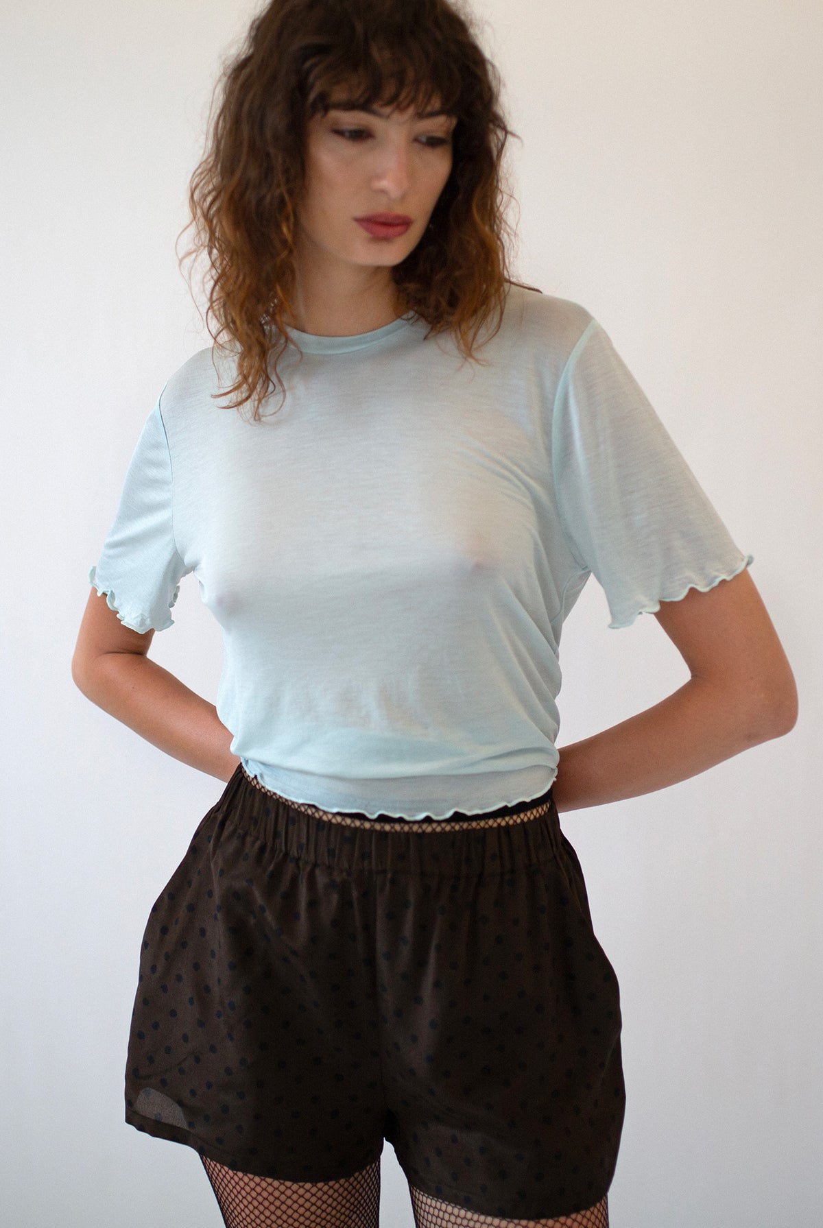 POLKA DOT SILK SHORT - CACAO