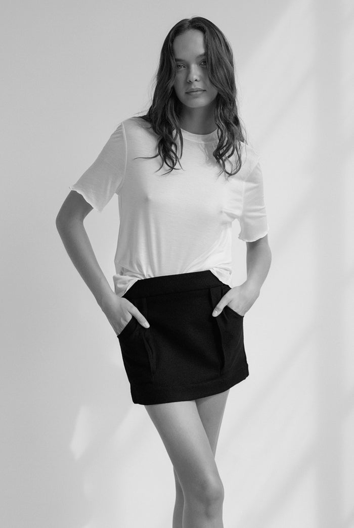 VALENTINA WOOL MINI SKIRT - BLACK