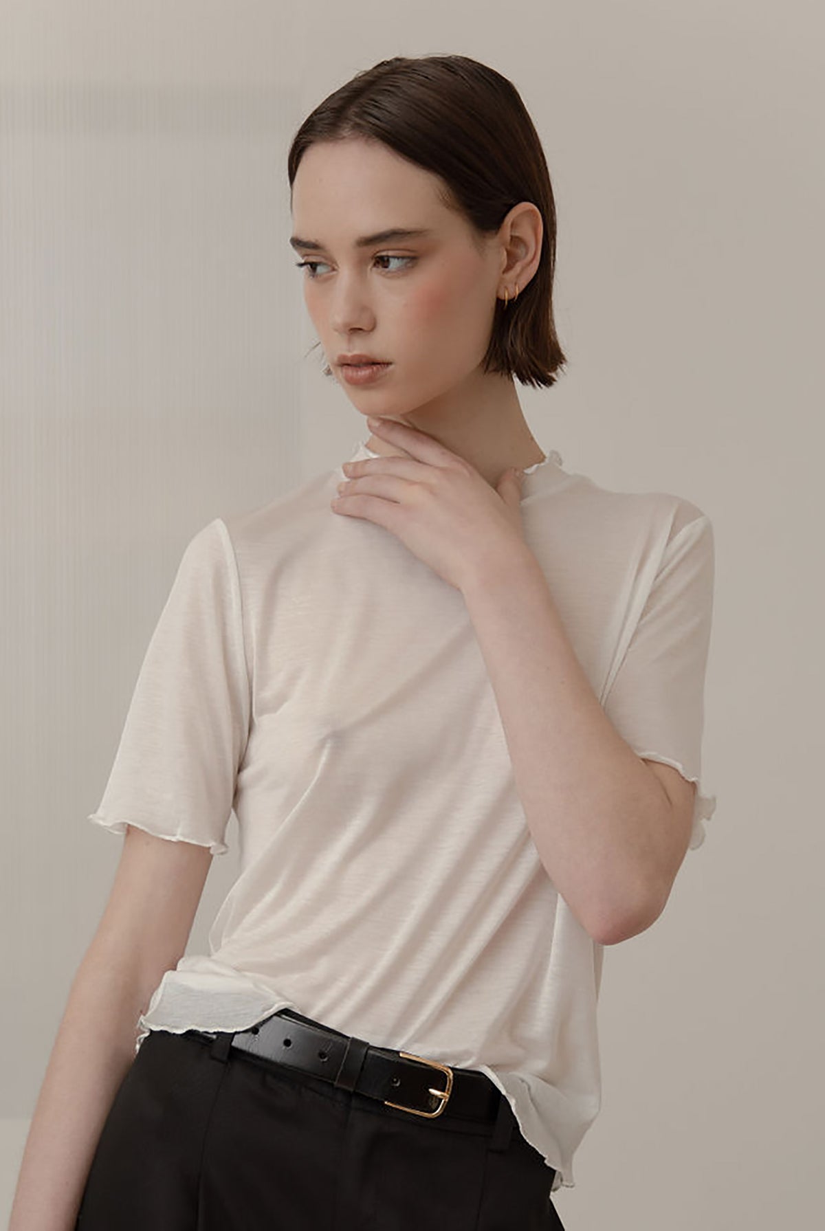 FINE KNIT LAYERING TEE – IVORY